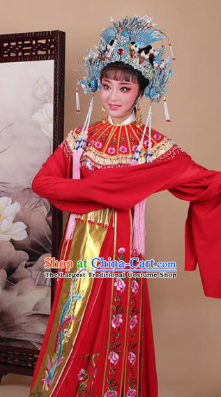 Chinese Traditional Shaoxing Opera Princess Red Dress Beijing Opera Hua Dan Embroidered Costume for Women
