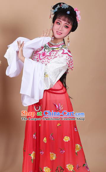 Chinese Traditional Shaoxing Opera Zhu Yingtai Red Dress Beijing Opera Hua Dan Embroidered Costume for Women