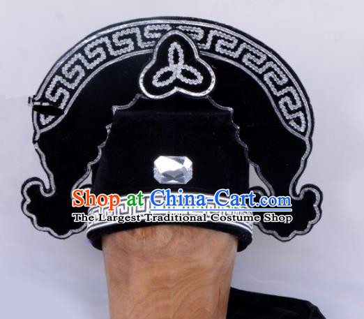 Chinese Traditional Beijing Opera Gifted Scholar Headwear Peking Opera Niche Black Hat for Men