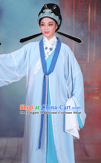 Chinese Traditional Peking Opera Scholar Blue Robe Beijing Opera Niche Costume for Men