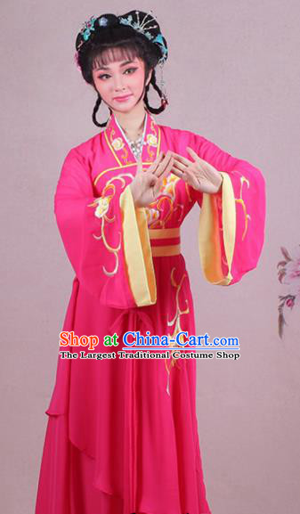 Chinese Traditional Shaoxing Opera Village Girl Embroidered Rosy Dress Beijing Opera Maidservants Costume for Women