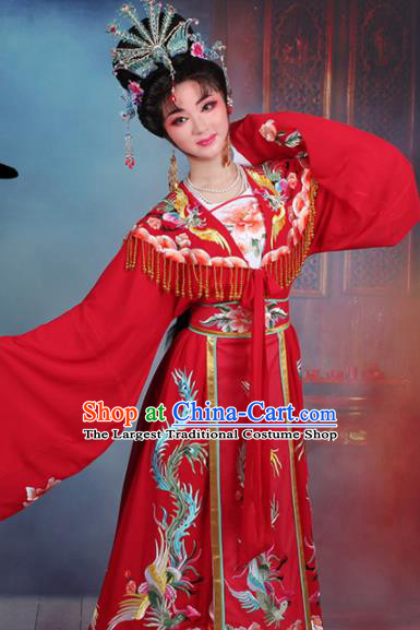 Chinese Traditional Shaoxing Opera Princess Peri Embroidered Red Dress Beijing Opera Hua Dan Costume for Women