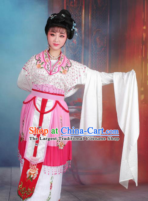 Chinese Traditional Shaoxing Opera Hua Dan Princess Embroidered Pink Dress Beijing Opera Peri Costume for Women