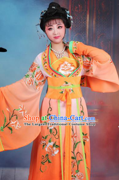 Chinese Traditional Shaoxing Opera Imperial Consort Embroidered Orange Dress Beijing Opera Hua Dan Costume for Women