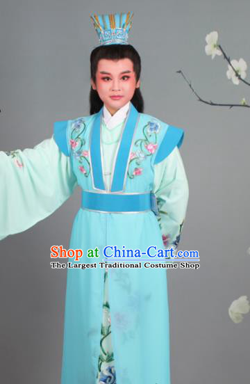 Chinese Traditional Peking Opera Niche Embroidered Blue Robe Beijing Opera Nobility Childe Costume for Men