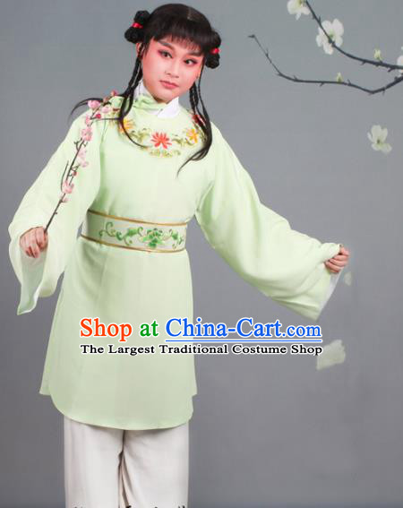 Chinese Traditional Peking Opera Livehand Green Clothing Beijing Opera Servant Costume for Men