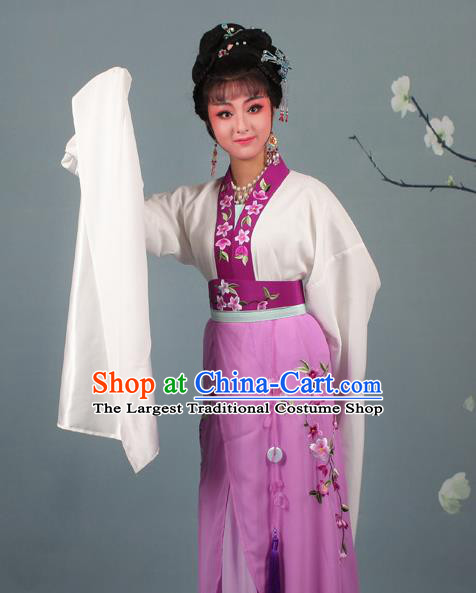 Chinese Traditional Huangmei Opera Rich Lady Embroidered Purple Dress Beijing Opera Hua Dan Costume for Women