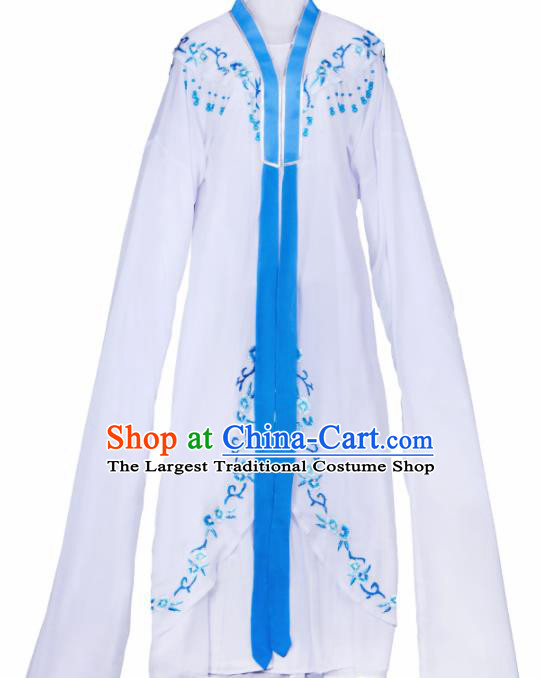Chinese Traditional Huangmei Opera Rich Lady Embroidered White Dress Beijing Opera Hua Dan Costume for Women