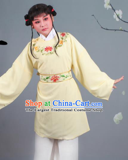Chinese Traditional Peking Opera Livehand Yellow Clothing Beijing Opera Servant Costume for Men