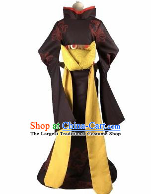 Chinese Traditional Cosplay Princess Black Hanfu Dress Ancient Swordswoman Costume for Women