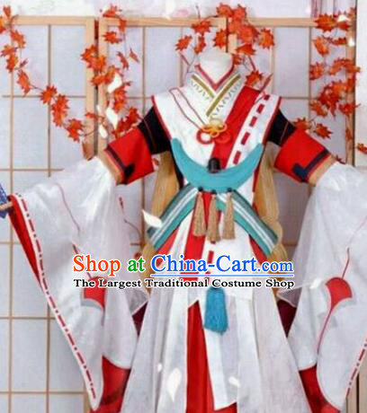 Chinese Traditional Cosplay White Hanfu Dress Ancient Swordswoman Costume for Women