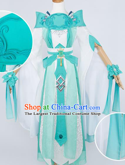Chinese Traditional Cosplay Princess Green Hanfu Dress Ancient Swordswoman Costume for Women