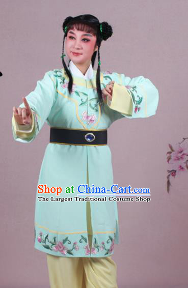 Chinese Traditional Peking Opera Servant Green Clothing Beijing Opera Livehand Costume for Men