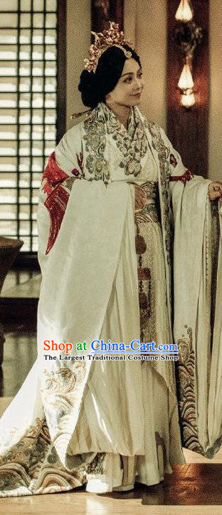 Chinese Ancient Hanfu Dress The Lengend of Haolan Warring States Period Imperial Empress Historical Costume and Headpiece for Women