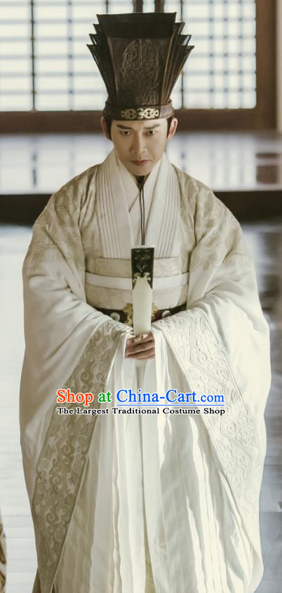 Chinese Ancient Prime Minister Clothing The Lengend of Haolan Qin Dynasty Chancellor Lv Buwei Historical Costume for Men