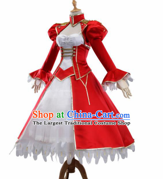 Traditional Halloween Cosplay Queen Costume Court Princess Red Dress for Women