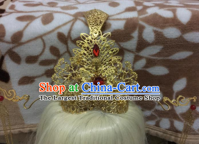 Chinese Traditional Hanfu Hair Accessories Ancient Prince Golden Hair Crown for Men