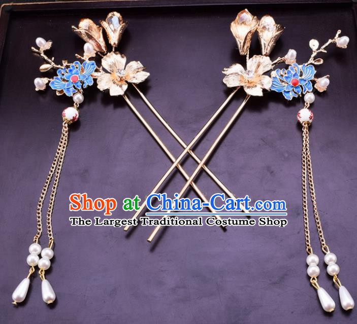Chinese Traditional Hanfu Princess Hair Accessories Ancient Imperial Consort Tassel Hairpins for Women