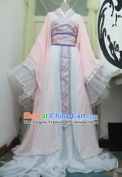 Chinese Traditional Tang Dynasty Princess Costume Ancient Peri Pink Hanfu Dress for Women