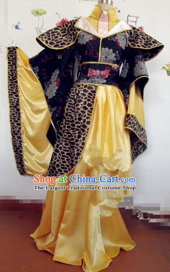 Chinese Traditional Cosplay Princess Wedding Costume Ancient Peri Golden Hanfu Dress for Women