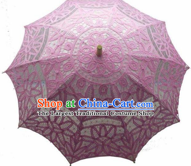 Chinese Traditional Pink Lace Umbrella Photography Prop Handmade Umbrellas