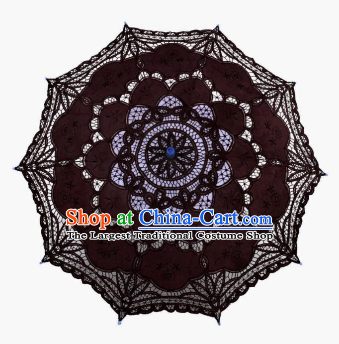 Chinese Traditional Handmade Brown Lace Umbrella Photography Prop Princess Umbrellas