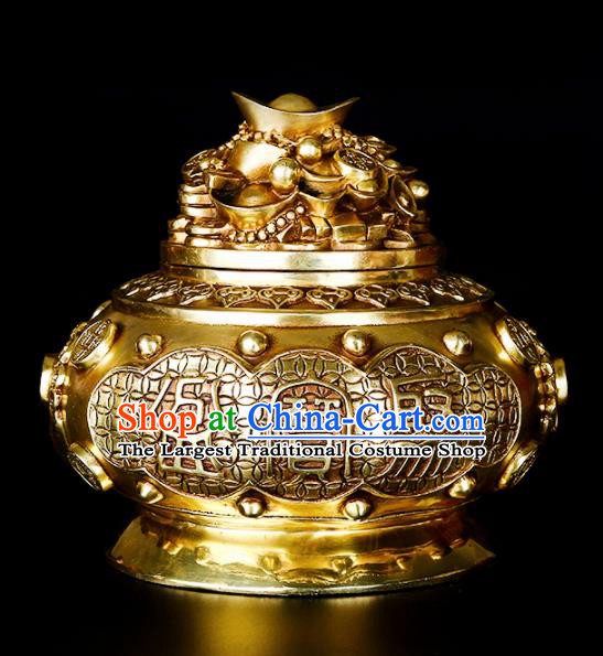 Chinese Traditional Taoism Bagua Brass Ingot Incense Burner Feng Shui Items Censer Decoration