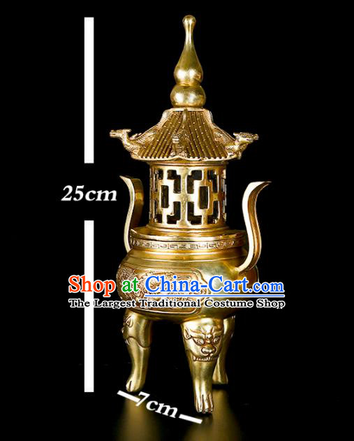Chinese Traditional Taoism Bagua Brass Incense Burner Feng Shui Items Tower Censer Decoration