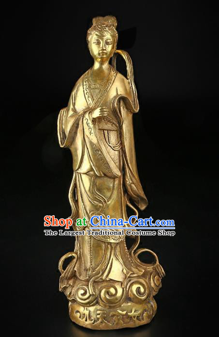 Chinese Traditional Feng Shui Items Buddhism Brass Peri Goddess Statue Decoration