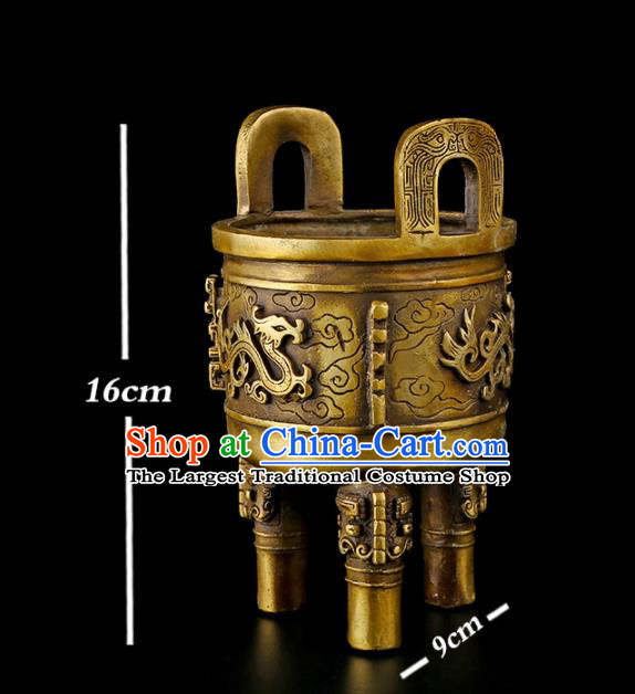 Chinese Traditional Carving Brass Incense Burner Taoism Bagua Feng Shui Items Censer Decoration