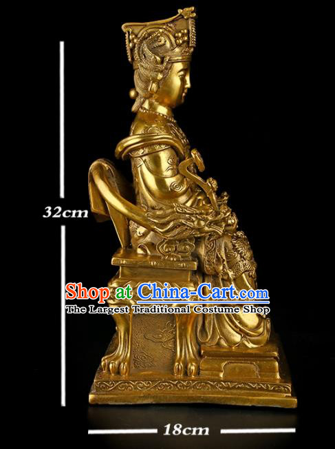 Chinese Traditional Feng Shui Items Buddhism Brass Heavenly Queen Mother Statue Decoration