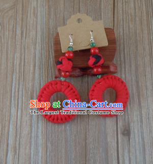 Chinese Traditional Ethnic Jewelry Accessories Red Earrings for Women