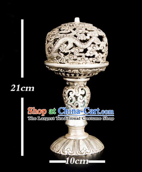 Chinese Traditional Taoism Bagua Carving Dragons Cupronickel Incense Burner Feng Shui Items Brass Censer Decoration