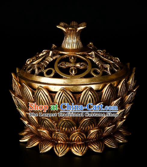 Chinese Traditional Taoism Bagua Brass Lotus Incense Burner Feng Shui Items Censer Decoration