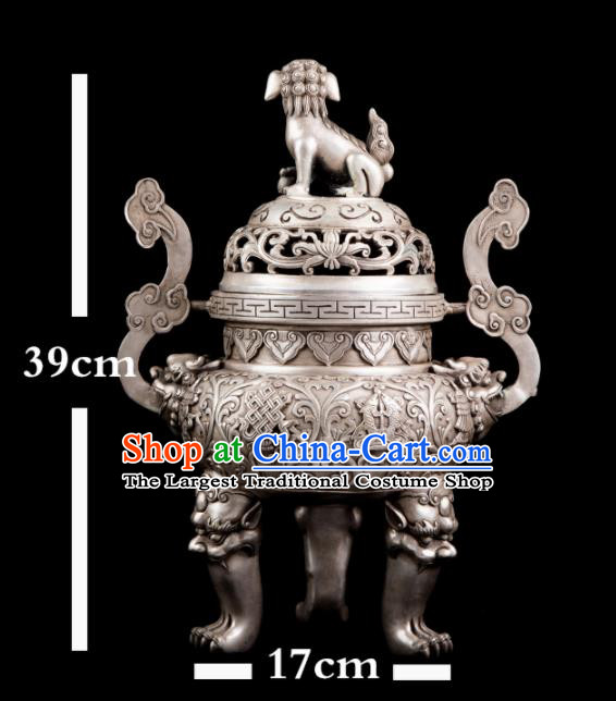 Chinese Traditional Taoism Bagua Cupronickel Dog Incense Burner Feng Shui Items Censer Decoration