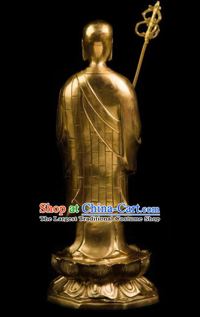 Chinese Traditional Feng Shui Items Brass Ksitigarbha Bodhisattva Statue Decoration
