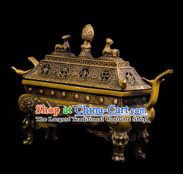 Chinese Traditional Taoism Bagua Brass Incense Burner Feng Shui Items Censer Decoration