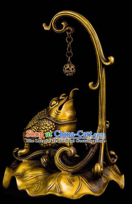 Chinese Traditional Taoism Bagua Brass Toad Incense Burner Feng Shui Items Censer Decoration