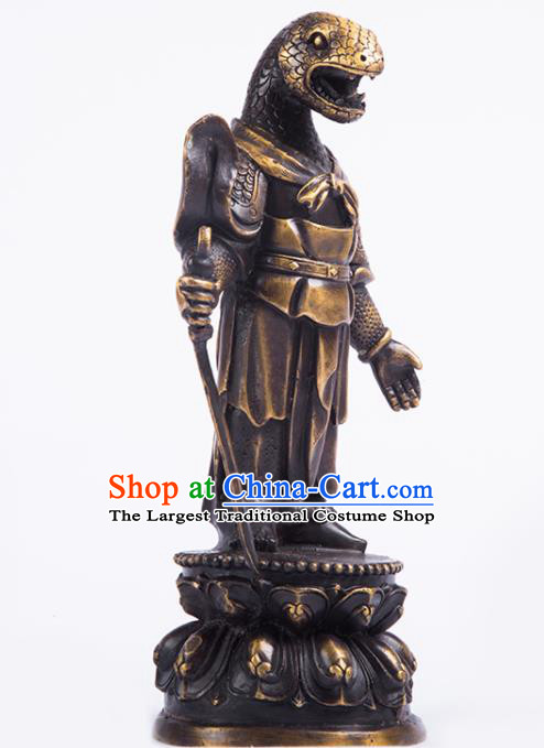 Chinese Traditional Feng Shui Items Taoism Bagua Brass Chinese Zodiac Snake Statue Decoration