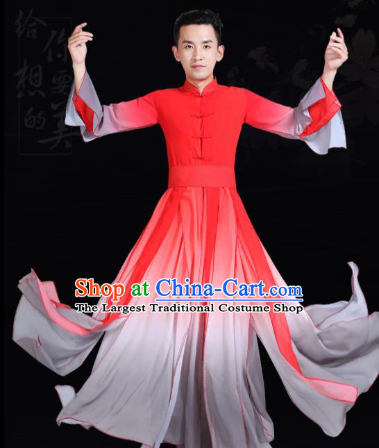 Chinese Traditional Stage Show Dance Red Costume Classical Dance Group Dance Clothing for Men