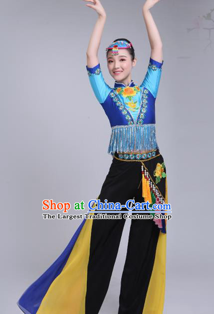 Chinese Traditional Stage Performance Fan Dance Costume Folk Dance Yangko Dance Dress for Women