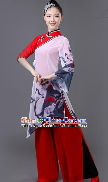 Chinese Traditional Stage Performance Dance Red Costume Classical Dance Group Dance Dress for Women