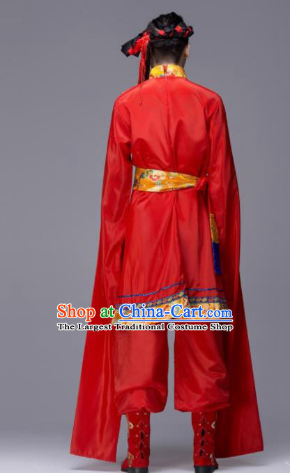 Chinese Traditional Tibetan Ethnic Folk Dance Costume Zang Nationality Dance Clothing for Men