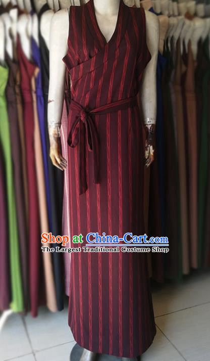 Chinese Traditional Tibetan Heishui Dance Dress Zang Nationality Ethnic Costume for Women