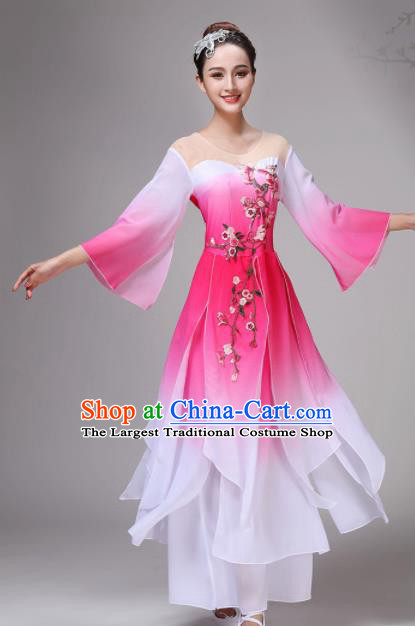 Chinese Traditional Stage Performance Fan Dance Pink Costume Classical Dance Group Dance Dress for Women