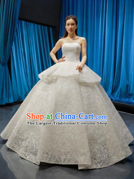 Top Grade Wedding Dress Bride Full Dress Princess Embroidered Lace Costume for Women