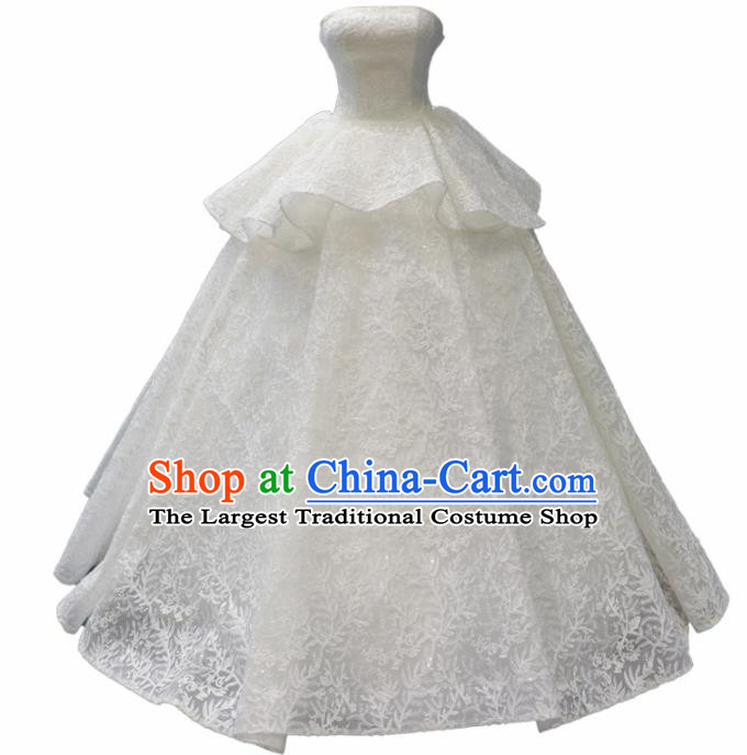 Top Grade Wedding Dress Bride Full Dress Princess Embroidered Lace Costume for Women