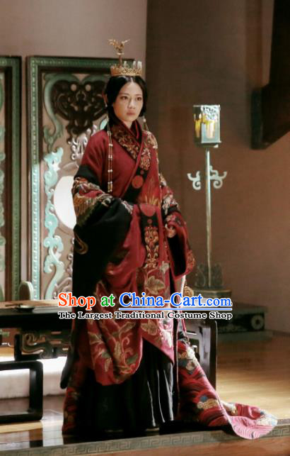 Chinese Drama The Lengend of Haolan Historical Costume Ancient Warring States Period Imperial Consort Hanfu Dress and Headpiece for Women