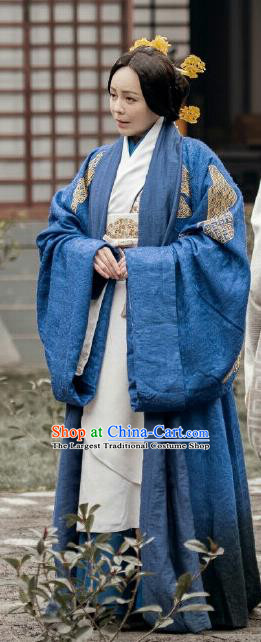 Chinese The Lengend of Haolan Ancient Warring States Period Dowager Historical Costume and Headpiece for Women