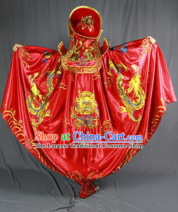 Chinese Traditional Sichuan Opera Embroidered Red Costume Face Changing Clothing Complete Set for Men